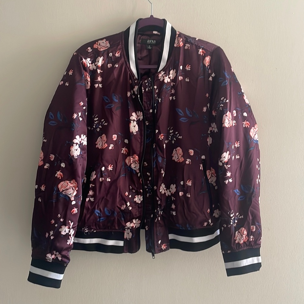 Floral Silk Bomber Jacket Women’s Size XL New Without tags
